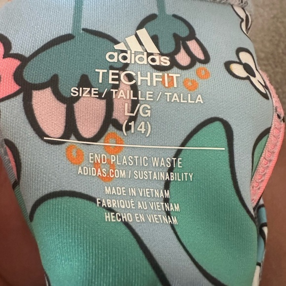 Adidas Aeroready Girls Floral Racerback Sports Bra Size Large Girls 14 - Picture 4 of 5